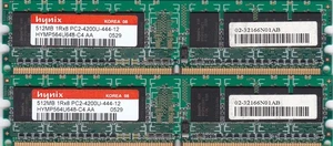 1GB 2x512MB PC2-4200 HYNIX HYMP564U648-C4 AA DDR2-533 DESKTOP RAM MEMORY KIT - Picture 1 of 2