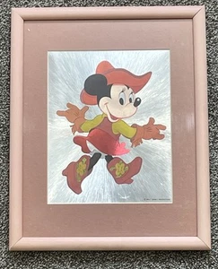 Vintage Framed Disney Minnie Mouse Cow Girl Wild West Foil High Shine Picture - Picture 1 of 8