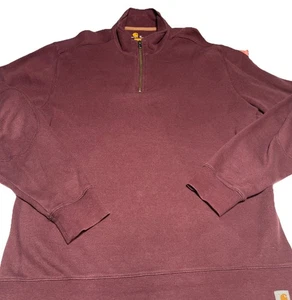 Carhartt Relaxed Fit Sweatshirt Pullover Mens Size Large Maroon 1/4 Zip Workwear - Picture 1 of 12
