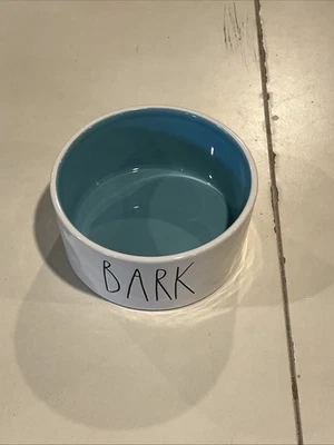 Rae Dunn BARK Dog Bowl Blue Inside Ceramic Pet Dish 2.5” Tall Farmhouse Decor - Image 1 of 2