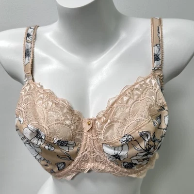 Fantasie Bra Womens 36DDD Floral Beige Lace Underwire Full Coverage Side Support - Image 1 of 4