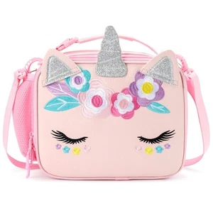 Unicorn Lunch Bag Kids Insulated Lunch Box for Girls with Water Bottle Holder... - Picture 1 of 8