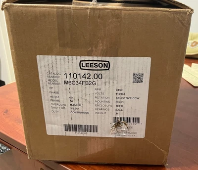 Leeson 110142.00 1 HP General Purpose Motor, 1 phase, 3600 RPM, 115/208-230 V, 5 - Image 1 of 4