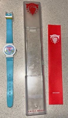 Swatch COCA-COLA Coke Ladies Watch Stars 1980's with Case Papers New Battery - image 1 of 3
