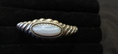 Brazalete Carolyn Pollack piedra ágata azul en plata de ley pesada. Firmado  Foto 1 de 4