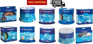 Verbatim CD-R (52X) 700MB 80-Mins Recordable Discs Data & Music - Picture 1 of 89