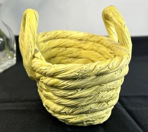 Vintage Handmade Yellow Italian Woven ceramic Easter Basket. - Picture 1 of 7