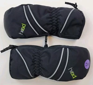 Head Junior Mittens Boys Black Gray XS 2-4 Insulated Ski Winter Gloves New - Picture 1 of 7