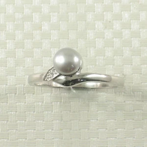 Solid Sterling Silver .925 Silver-Tone Freshwater Pearl & Cubic Zirconia Accent - Picture 1 of 13