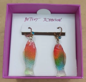 Betsey Johnson Fish Drop Earrings Brand new in box - Picture 1 of 7