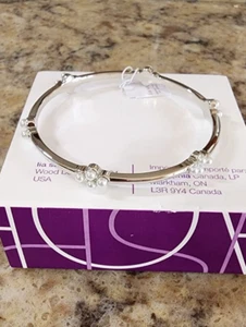 Lia Sophia Fairy Tale Silver Tone w/Pearls Bangle Bracelet NWT Boxed - Picture 1 of 4