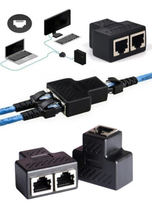RJ45-Splitter Adattatore Lan Cavo Ethernet 1-2 Vie Dual Femmina Porta Connettore - Immagine 1 di 4