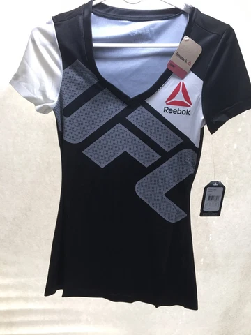 Women's Reebok UFC NWT NEW T Shirt Size 2XS Combat Athlete Jersey Black White Rd Cover