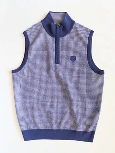 Bobby Jones Golf Mens Large 1/4 Zip Golf Sweater Vest Blue 100% Merino Wool - Picture 1 of 7