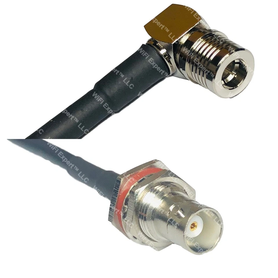 LMR240UF QMA MALE ANGLE to BNC FEMALE BULKHEAD Coax RF Cable USA-Ship Lot - Image 1 of 1