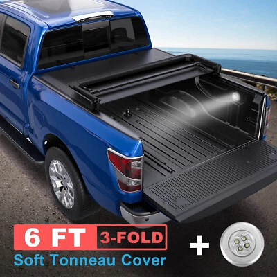 3-Fold 6FT Soft Tonneau Truck Bed Cover Waterproof For 2005-2024 Nissan Frontier - Image 1 of 4
