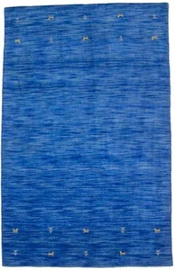 Hand-Loomed Solid Blue Wool Rug Oriental Kids Room Floor Decor Carpet 5X8 ft - Picture 1 of 12