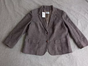 Blazer vintage Pendleton donna grande marrone lana tweed check made in USA - Foto 1 di 20