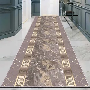 Elegante alfombra griega blanca y negra Key Runner - Alfombra clásica de pasillo - Imagen 1 de 12