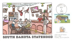 #2416 South Dakota Statehood FDC Collins Hand-painted 1989 Perfect!!! - Picture 1 of 1