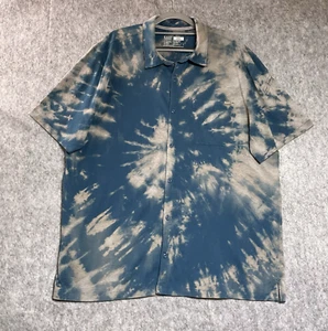 511 Hemd Herren 2XL XXL Blau Upcycling Bleach Dye Kurzarm Knopfleiste Freizeit - Bild 1 von 9