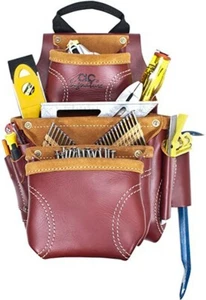 CLC 21687 Signature Elite Heavy Duty Leather Nail & Tool Bag, 9 Pocket - Picture 1 of 2