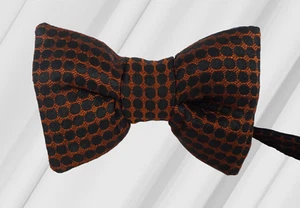 NWT Tom Ford Woven Bronze & Black Geometric Adjustable Pre-Tied Bow Tie ITALY - Picture 1 of 3