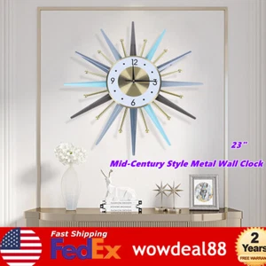 Simple Nordic Vintage Style Mid Century Starburst Wall Clock Wall Watch Decor - Picture 1 of 15