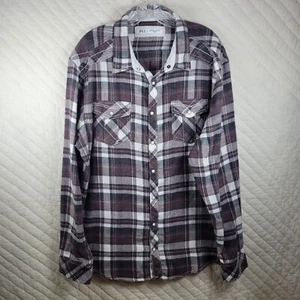 BKE Buckle Pearl Snap Button Down Shirt Size XL Athletic Fit Brown Plaid Cowboy - Picture 1 of 8