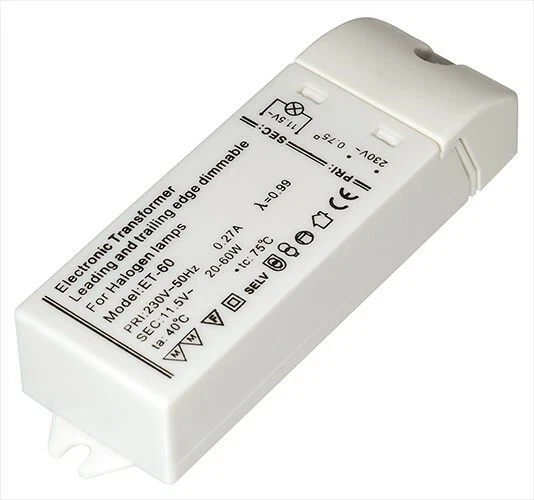Elektronischer Halogen-Trafo 230V auf 12V, 20-60 W SlimLine dimmbar Lampen LT2  - Bild 1 von 1