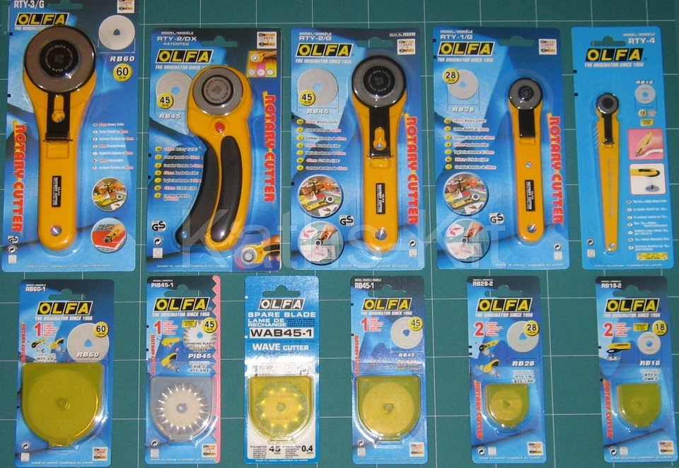 Cortadores giratorios o cuchillas de repuesto OLFA 18 mm 28 mm 45 mm 60 mm papel de tela de cuero corte Foto 1 de 1