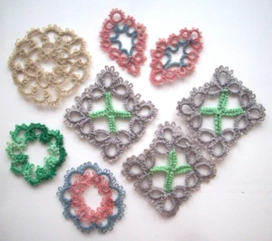 Lot of 8 handmade tatted tatting ornaments? decor? - Picture 1 of 3