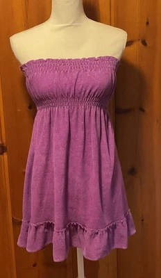 Cubierta de traje de baño sin tirantes de tela de rizo púrpura vintage Op Ocean Pacific talla M Foto 1 de 4