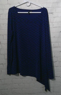 Womens Blue w/Black Polka Dots New Directions Long Sleeve Top size XL - Image 1 of 4