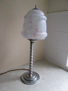 ART DECO CHROME SPIRAL STEM TABLE LAMP C.1930's - Picture 1 of 7