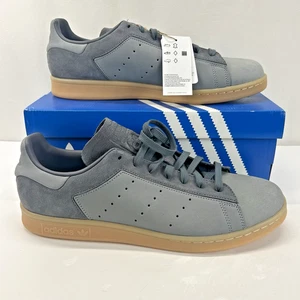 Adidas Stan Smith Men’s Size 12 Gray Suede Low Top Sneakers Gum New In Box - Picture 1 of 8