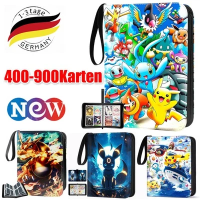 MARKENLOS Sammelalbum für 400-900 Pokemon Karten Sammelmappe 4- Pocket Ordner Heft XXXL