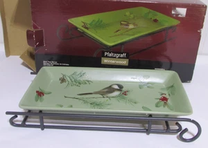 Pfaltzgraff   Winterwood Seigh Server  2 Piece Stoneware with Metal Sleigh - Picture 1 of 5