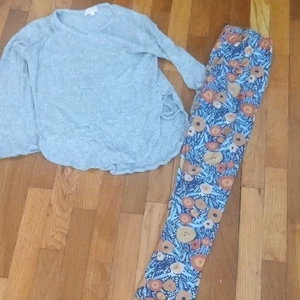 Set top grigio e pantaloni fantasia bambina grande - Foto 1 di 3