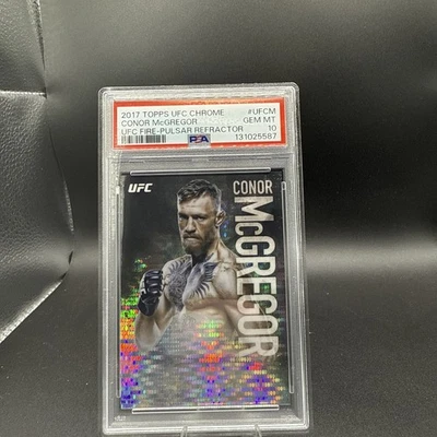 2017 TOPPS UFC CHROME UFC FIRE UFCM CONOR McGREGOR PULSAR REFRACTOR Psa10 - Image 1 of 4
