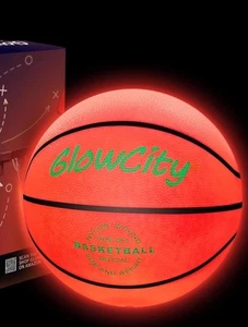 Balón de baloncesto rojo brillante que brilla en la oscuridad se ilumina LED ¡NUEVO! - Imagen 1 de 6