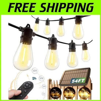 Eco-Friendly 54FT Solar Powered String Lights with USB Charging & Remote Control - Image 1 of 4
