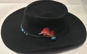 Bailey Gambler U-Rollit Herren Cowboy Western Hut Schwarz Filz 7 1/4 USA Türkis - Bild 1 von 12