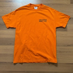 Vintage 2000’s Las Vegas County Jail Funny Bright Orange Tee Shirt Sz Large VTG - Picture 1 of 5