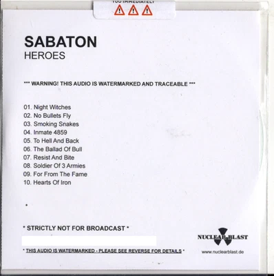 Sabaton RARE *SEALED* PROMO CD ALBUM Heroes Foto 1 de 2