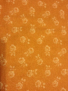 Orange/Gold Color Fabric w/White Roses--BTY - Picture 1 of 2