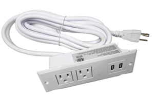 Striscia di Alimentazione da Incasso da Incasso con 2 Prese USB +2 Desktop Integrato con 8ft 12A - Foto 1 di 6