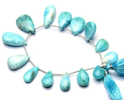 Cuentas Larimar Gema Natural 16x10 a 25x15mm Cuentas Forma Pera 8" Suministros de Joyería Foto 1 de 4