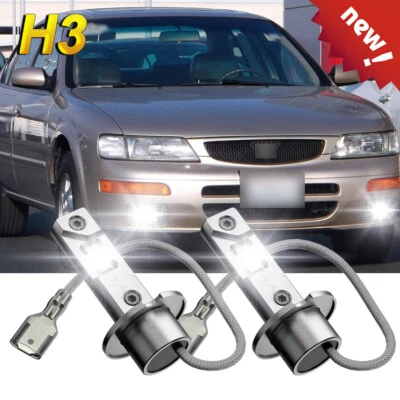 For Nissan Maxima 1986-1992 1995-1999 H3 LED DRL Bulbs Fog Driving Light 6500K - Image 1 of 4