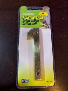 4" POLISHED BRASS HOUSE NUMBER "1" mounting screws included Hy-Ko BR-42PB - Picture 1 of 2